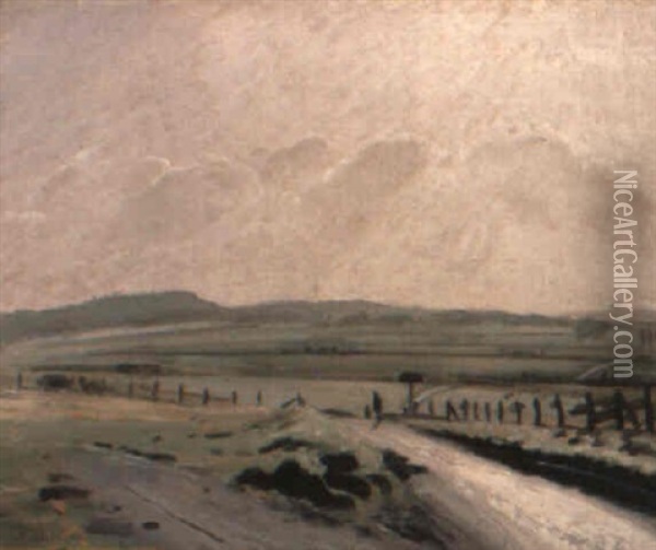 Wiltshire Landscape: View Of A Road Oil Painting - William Nicholson