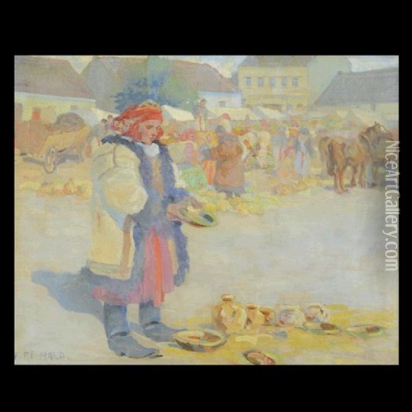 Winter Market Oil Painting - Ferry Reinold