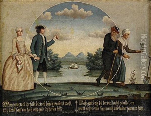 Ungdomen Och Alderdomen - Allegori Over Manniskans Aldrar Oil Painting - Johan Borg