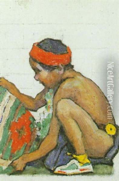 Reading Blanket Oil Painting - Eanger Irving Couse