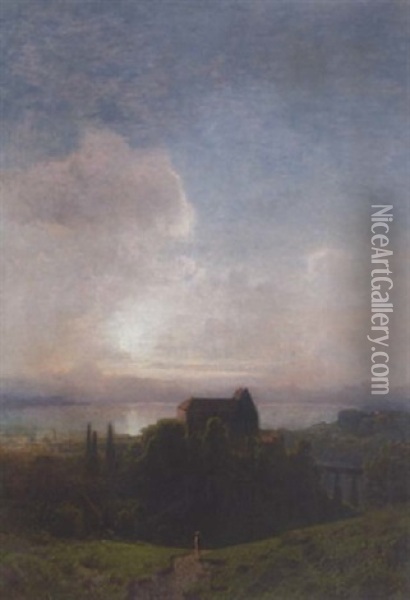 Blick Auf Schloss Starnberg Oil Painting - Julius Koehnholz