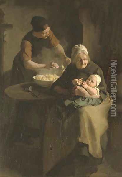 Three generations Oil Painting - Martinus Schildt