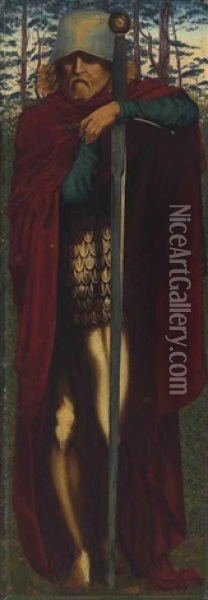 An Arthurian Knight Oil Painting - Sydney Harold Meteyard