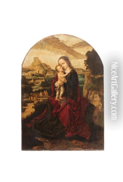 Madonna Mit Kind In Hugeliger Landschaft Oil Painting - Adriaen Isenbrant