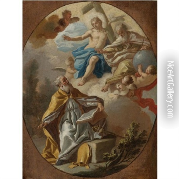 The Vision Of St. Augustine Oil Painting - Francesco de Mura