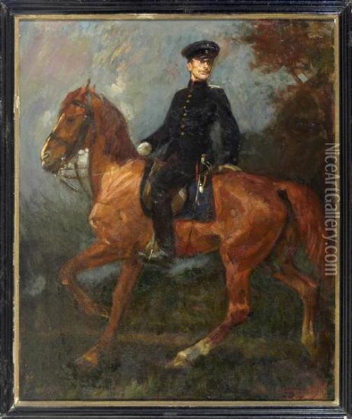 Preusischer Kavallerist Oil Painting - Ludwig Putz