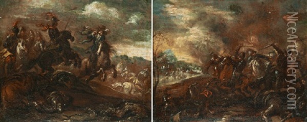 Kavalleribataljer (pair) Oil Painting - Jacques Courtois