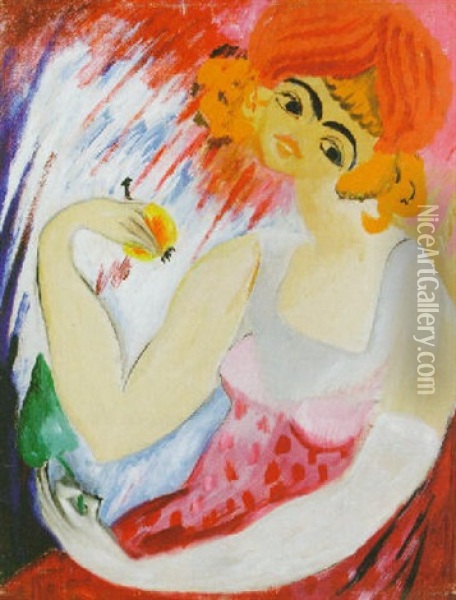 Eva Med Apple Oil Painting - Sigrid (Maria) Hjerten