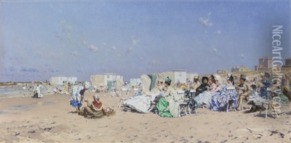 Beach At Scheveningen, Holland Oil Painting - Frederik Hendrik Kaemmerer