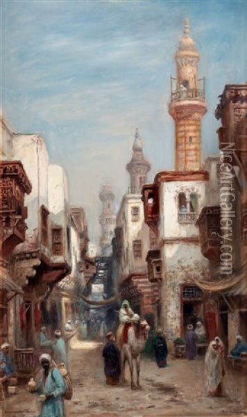 Bazargata I Kairo Oil Painting - Frans Wilhelm Odelmark