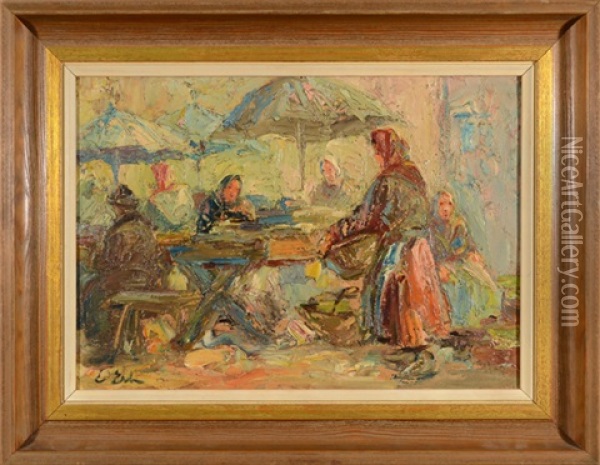 The Market Place In Lwow Oil Painting - Erno Erb