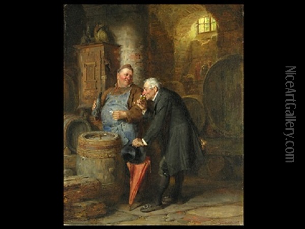 Bei Der Weinprobe Oil Painting - Eduard von Gruetzner