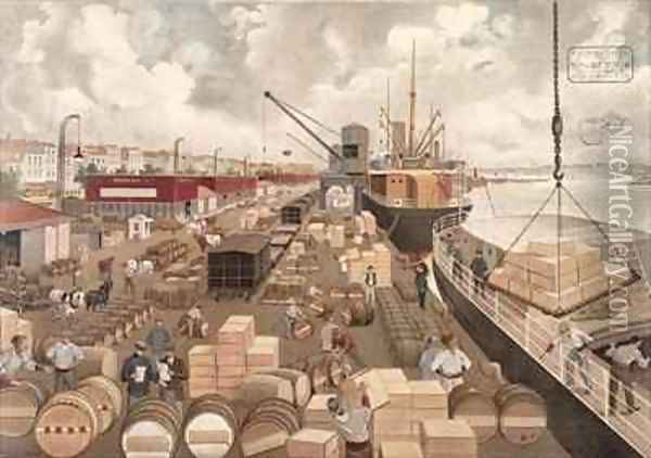 The Port of Bordeaux Oil Painting - Garrouste-Harribey