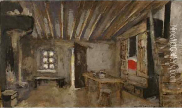 Interieur D'auberge Au Drap Rouge. Oil Painting - Jean-Edouard Vuillard