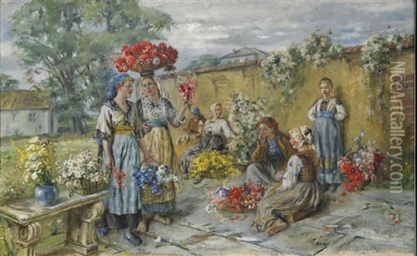 Blomsterflickor Oil Painting - Maria (Philips-Weber) Weber