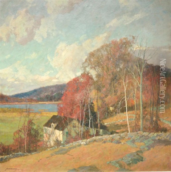 Hillside Farm (probably Annisquam, Ma) Oil Painting - Frederick J. Mulhaupt