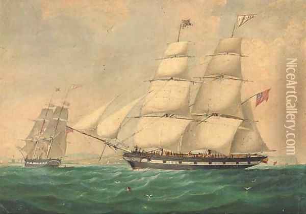 The English brig Zuleika entering Belfast Lough Oil Painting - Joseph Semple