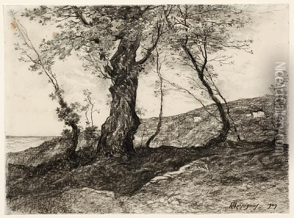 A Landscape With Trees In The Foreground Oil Painting - Henri-Joseph Harpignies