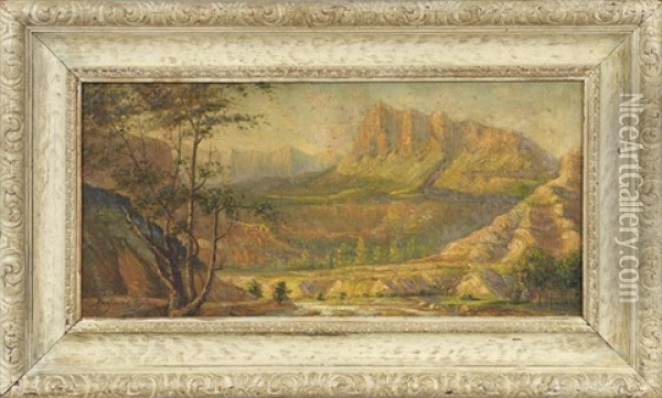 Sunlit California Landscape With Mountains Oil Painting - Benjamin Chambers Brown