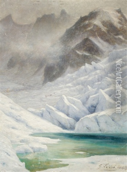 Lac Sur La Mer De Glace Oil Painting - Gabriel Loppe