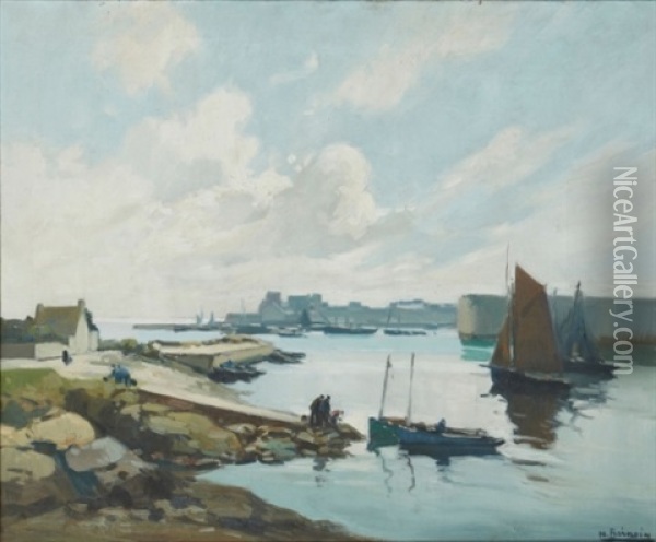 Voiliers Sortant Du Port Oil Painting - Henri Alphonse Barnoin