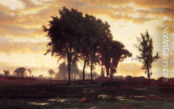 Landscape-sunset Oil Painting - George Inness