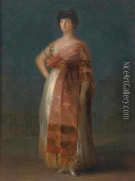 Portrait Of Maria Del Rosario Fernandez, Called 'la Tirana', Full-length Standing Oil Painting - Francisco Goya