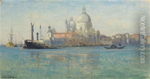 Vue De Venise - Santa Maria Della Salute Oil Painting - Jean-Baptiste-Arthur Calame