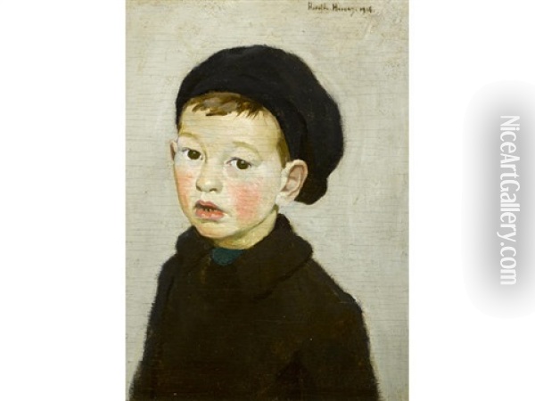 A Cornish Boy Oil Painting - Harold Harvey