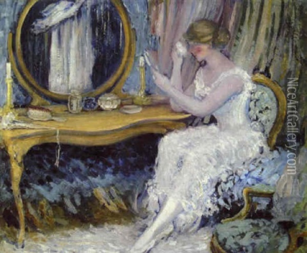 At Her Vanity Oil Painting - Everett Lloyd Bryant