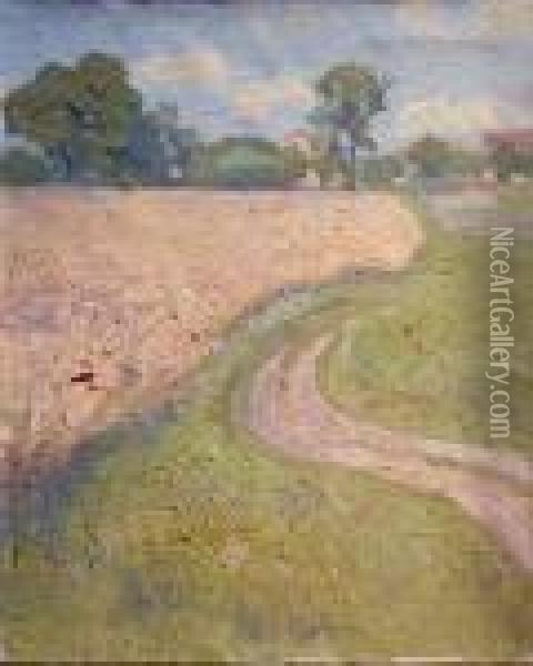 Le Chemin Dans Les Champs / Paysage Au Soleil Couchant Oil Painting - Raphael-Leon Leguilloux