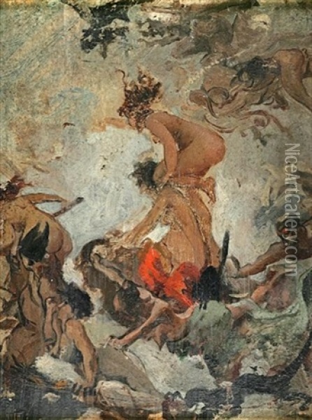 Witches Gathering (+ Study Of A Witch, Oil On Cardboard; 2 Works) Oil Painting - Luis Ricardo Falero