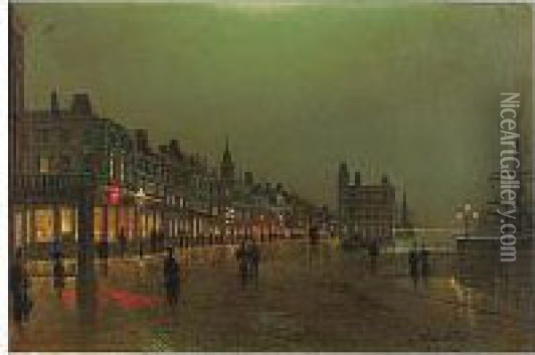 Fl.-, Promenade At Dusk, Signed 
L.r.: Wilfred Jenkins, Oil On Canvas, 40 By 62 Cm.; 15n By 24iin Oil Painting - Wilfred Jenkins