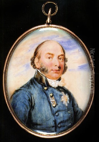 Edward Augustus, Duke Of Kent And Strathern In A Blue Coat With Black Collar And White Tied Stock Oil Painting - William Grimaldi