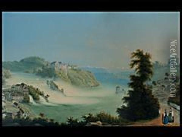 Blick Uber Die Rheinfalle Oil Painting - Ludwig Bleuler