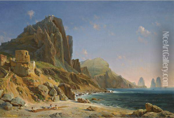 Capri Oil Painting - Ludwig H. Theodor Gurlitt