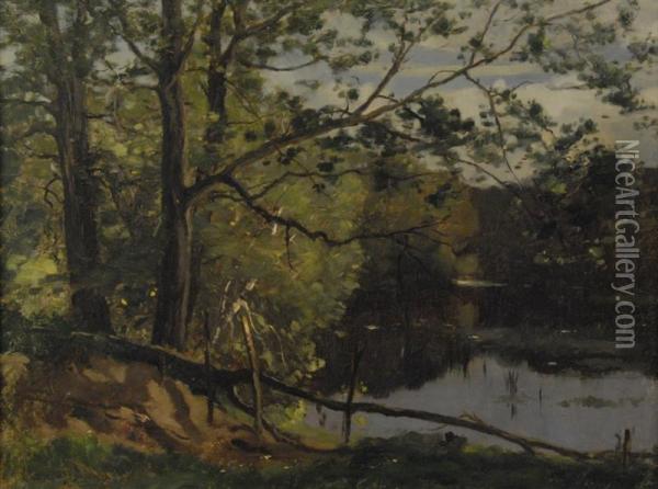 Landscape With Pond Oil Painting - John Appleton Brown