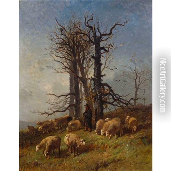 Moutons Au Paturage Oil Painting - Felix Saturnin Brissot de Warville