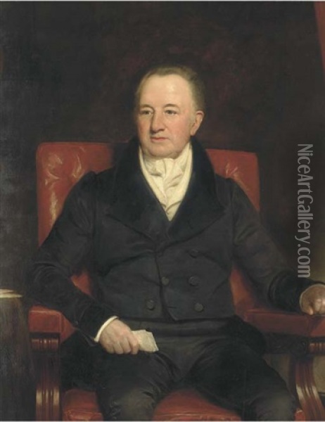 Portrait Of Sir Charles Morgan (1760-1846), Seated Three-quarter-length, In A Black Suit, Holding A Letter In His Right Hand Oil Painting - Henry William Pickersgill