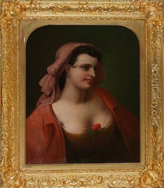 Portrait Of A Buxom Woman Oil Painting - John Eaton Walker