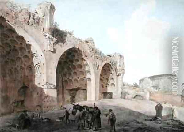 View in the Roman Forum The Temple of Peace Oil Painting - Abraham Louis Rudolph Ducros