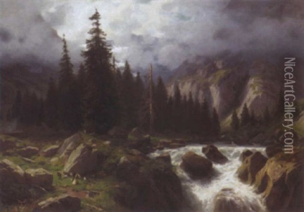 Landschaft Mit Bergbach (berner Oberland?) Oil Painting - Otto Froelicher