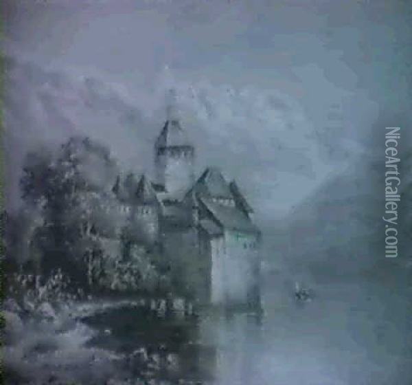 Chateau Chillon Bei Montreux Am Genfer See Oil Painting - Hubert Sattler