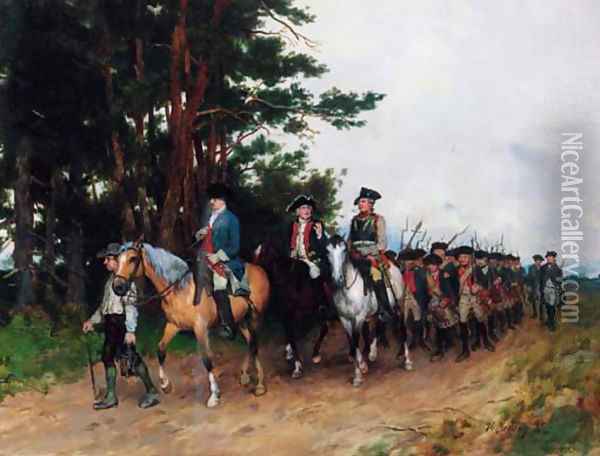 The return of the Prussian infantry Oil Painting - Heinrich Breling