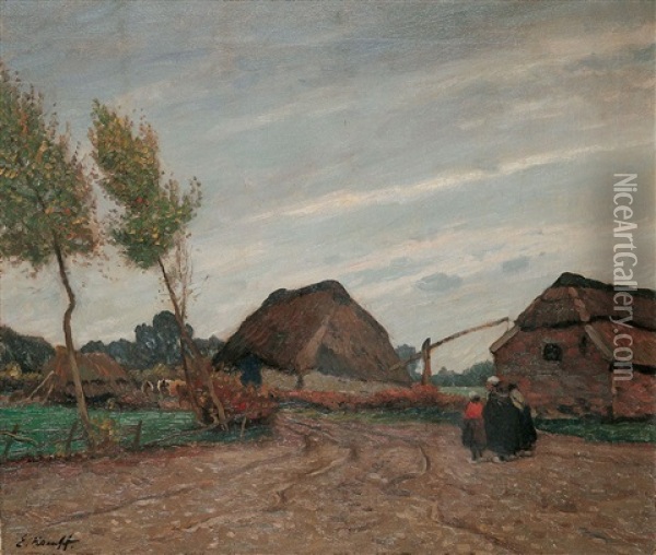 Ein Dorf In Flandern Oil Painting - Eugen Kampf