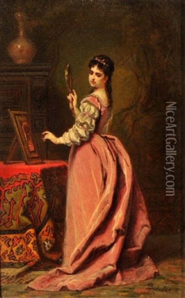 Femme Au Miroir Oil Painting - Ladislaus Bakalowicz