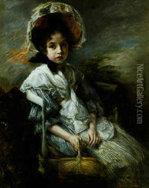 Portrait Of A Young Girl Seated In A Landscape Oil Painting - Jacques-Emile Blanche