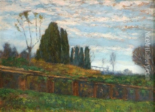 Campagna Nei Pressi Di Mondovi Oil Painting - Giuseppe Sacheri