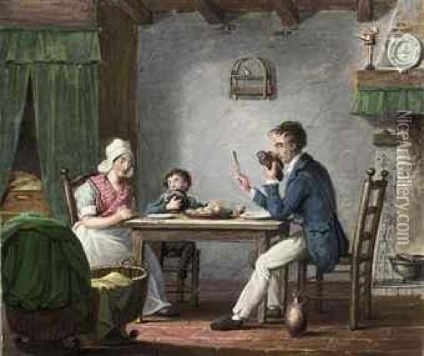 Mischief At The Dinner Table Oil Painting - Johannes Hari