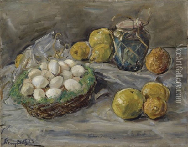 Stilleben Mit Eiern Und Zitrusfruchten Oil Painting - Max Slevogt